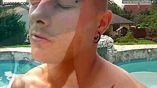 hot blowjob by the poolside with fingering and kissing
