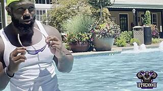 Hawaiian Angel Rides Big Black Cock at Pool Party