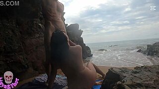 Busty Spanish Woman Fucks on Public Beach While You Watch