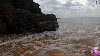 Busty Spanish Woman Fucks on Public Beach While You Watch