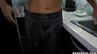 the pretty colombian maid works for cash doing household chores