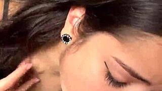 Cute and submissive girlfriend gives deep sloppy blowjob to big dick