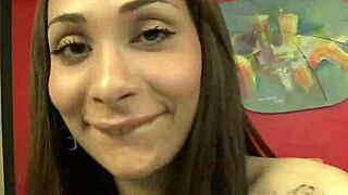 Sexy Latina Shemale Honey Tugs Hard Cock