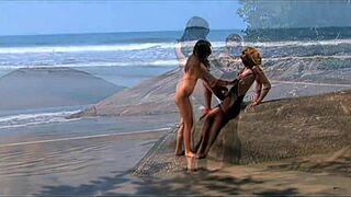 young lesbians have sensual intercourse licking and toying their tight holes on the seaside