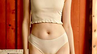 Lingerie models on the farm showing off cute feet and panties