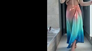 Sensual Brazilian Woman Dances in Costume Outdoors