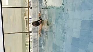 busty blonde starts gym day with masturbation and cuckold blowjob