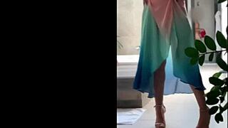 Sensual Brazilian Woman Dances in Costume Outdoors