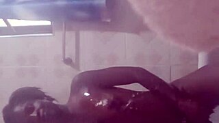 Crazybitch masturbates with dildos before taking big cocks in the shower.