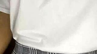 Small petite school girl worships her nude body