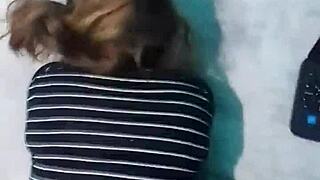 Pov Latina Milf Bent Over in Bed During Webcam