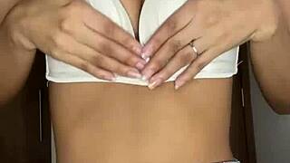 Small petite school girl worships her nude body