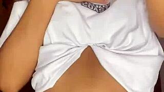 Small petite school girl worships her nude body