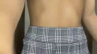 Small petite school girl worships her nude body