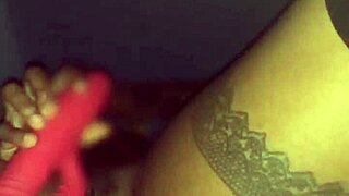 Ebony milf strips teasingly and deepthroats big black cock in preview