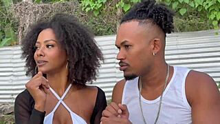 Black Couple Adventures with Brunette Surfer Girl at Home