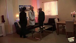 Carly Parker in her furry coat enjoys a sweet encounter with two random guys