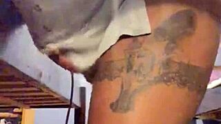 Ebony milf strips teasingly and deepthroats big black cock in preview