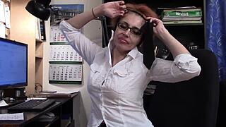 Julia's sexy big natural tits secretary masturbating at work!