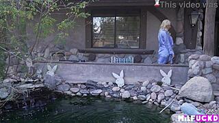 Rich cougar milf plays with her new boy toy