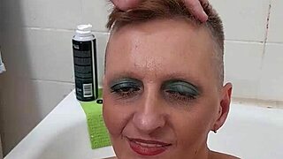 watch german milf sandra get cum on her face in this cumshot scene