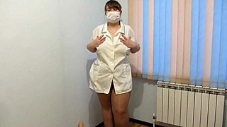 Curvy Nurse FUCKS During Break At Work Big Ass Under Short Medical Gown And Gaping Hairy Pussy PAWG