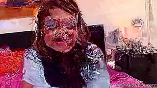 Hairy Asian Teen Takes Big Black Cock In Retro Parody Fuck