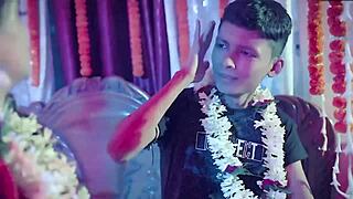 Young Indian Couple's Dirty First Night Sex with Blowjob, Doggystyle, and Hindi Audio