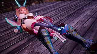 hey alice gives a footjob under the witch