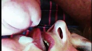 milf passionately swallows a hot cum load