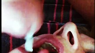 milf passionately swallows a hot cum load