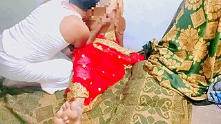 Late night sex with telugu wife in red sari