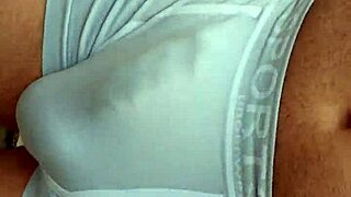 Hard cock hardon bulging in tight shorts outdoor public display