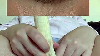 In Riyadh, the BBW sexy step sister masturbates with banana, oil, and cream in kinky food fetish session