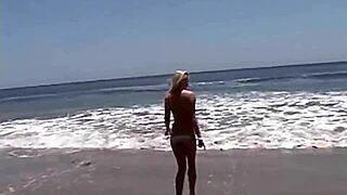 Little Summer Shows Natural Tits And Pussy At The Beach
