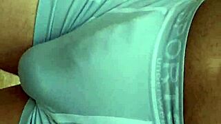 Hard cock hardon bulging in tight shorts outdoor public display