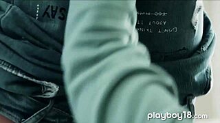 In a glamorous setting, the adorable brunette teen passionately fucks her lover with blowjob and ass play