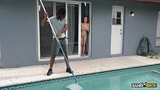 bangbros - rissa may shows off her perfect natural tits then invites the pool guy to have a taste 😏