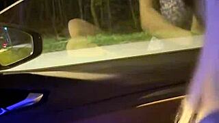 I fucked busty sexy blode in car and came on her fase