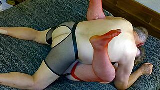 granny carmen dark metal fucks in two positions and swallows cum?