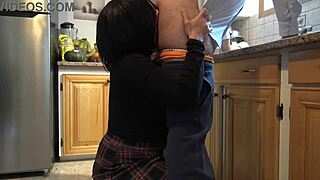 girls rimming in the kitchen - is she wife or whore with milf rimjob
