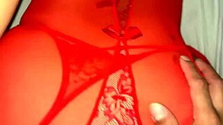 Oh, This Slut in Red Lingerie Moans Deliciously, Ass Begging for Double Penetration!
