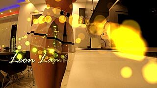 Hot tight pussy tall latvian sexy redhead lilly shows ass and tits in kitchen