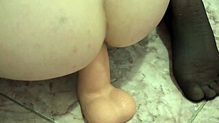 Anal orgasm brunette masturbates juicy ass with rubber dick 😍