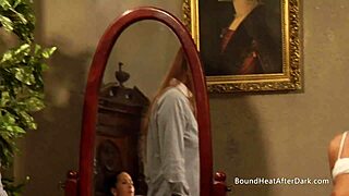 Two sexy lesbian slaves watched and fingered by mistress