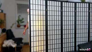 blonde step-sister caught masturbating seduces to fuck