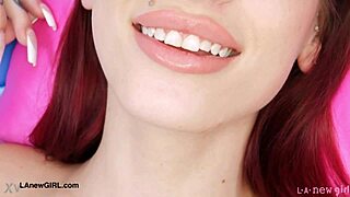 red haired model reveals her sexy body during photoshoot