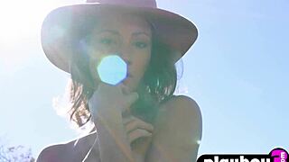 medium tits brunette miluniel louis posed naked outdoor and sexy bubble butt babe liked it