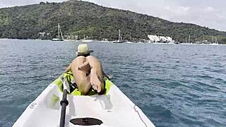 Monika fox boldly masturbates and squirts on kayak