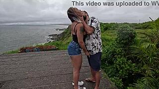 Wow, Menage In Public Where I Fuck My Friend's Pussy And Nicolly Milks The Guy!